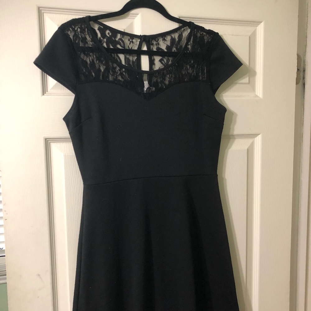 Black Mini-Dress with Lace Detail
